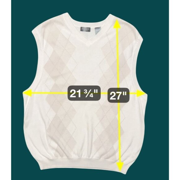 Izod‎ Golf Cotton Argyle Men's White Sweater Vest Preppy Light Academia - Picture 6 of 8